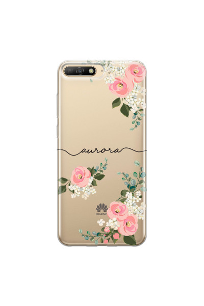 HUAWEI - Y6 2018 - Soft Clear Case - Pink Floral Handwritten