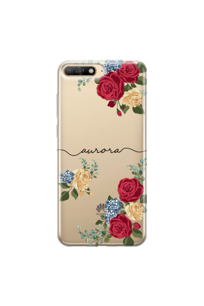 HUAWEI - Y6 2018 - Soft Clear Case - Red Floral Handwritten