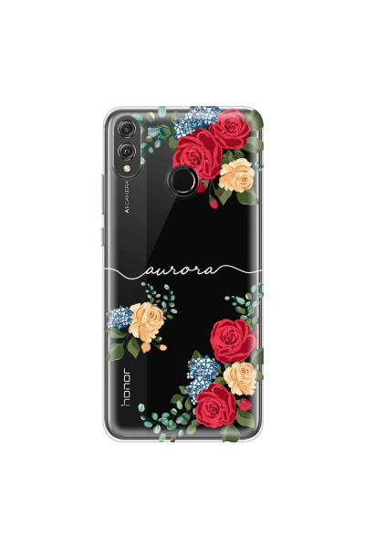 HONOR - Honor 8X - Soft Clear Case - Light Red Floral Handwritten