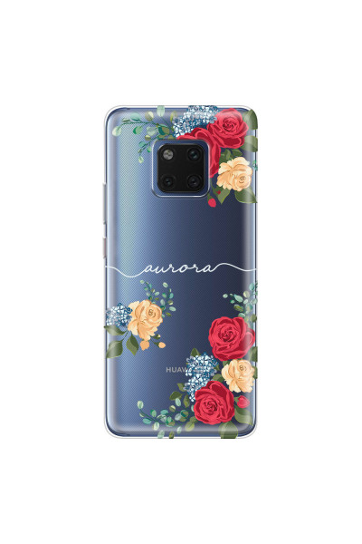 HUAWEI - Mate 20 Pro - Soft Clear Case - Light Red Floral Handwritten