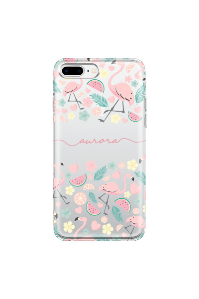 APPLE - iPhone 7 Plus - Soft Clear Case - Clear Flamingo Handwritten