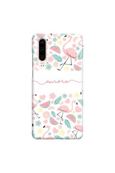 HUAWEI - P30 - 3D Snap Case - Clear Flamingo Handwritten
