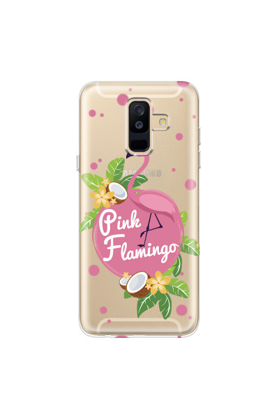 SAMSUNG - Galaxy A6 Plus - Soft Clear Case - Pink Flamingo