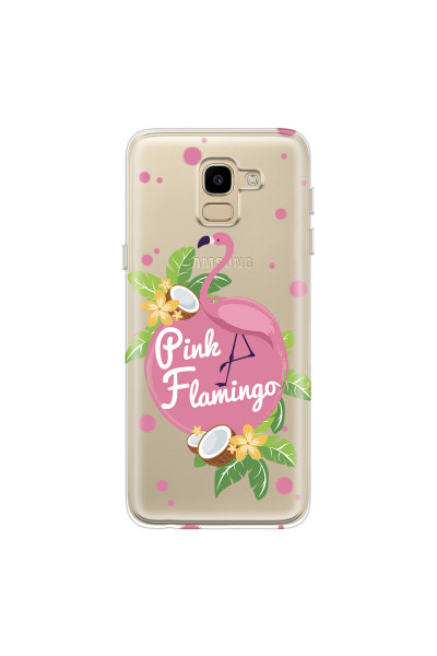 SAMSUNG - Galaxy J6 - Soft Clear Case - Pink Flamingo