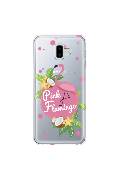 SAMSUNG - Galaxy J6 Plus - Soft Clear Case - Pink Flamingo