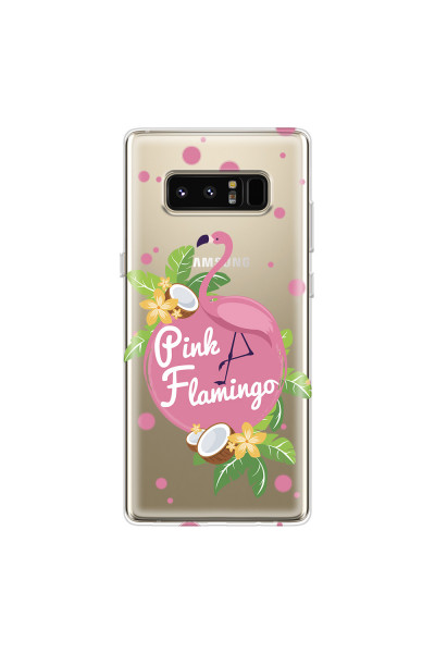 SAMSUNG - Galaxy Note 8 - Soft Clear Case - Pink Flamingo