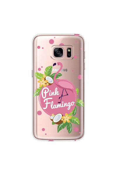SAMSUNG - Galaxy S7 - Soft Clear Case - Pink Flamingo