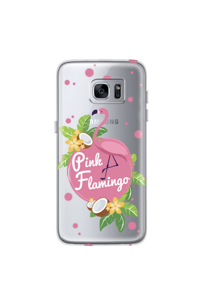 SAMSUNG - Galaxy S7 Edge - Soft Clear Case - Pink Flamingo