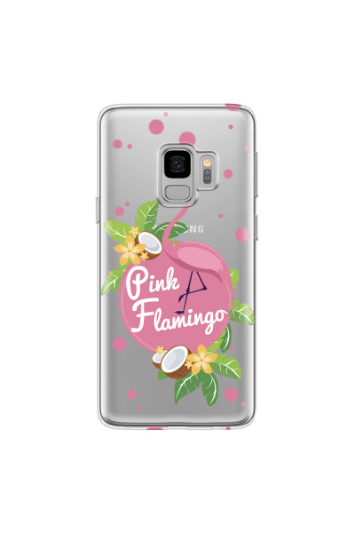SAMSUNG - Galaxy S9 - Soft Clear Case - Pink Flamingo