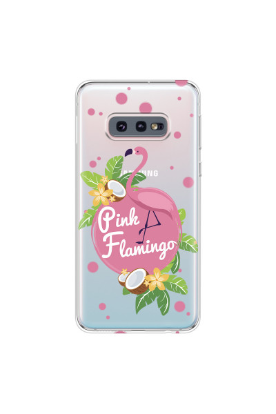 SAMSUNG - Galaxy S10e - Soft Clear Case - Pink Flamingo