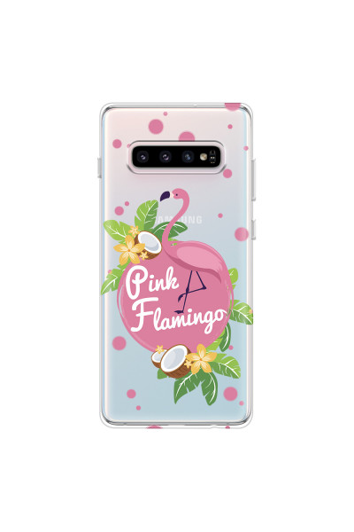 SAMSUNG - Galaxy S10 - Soft Clear Case - Pink Flamingo