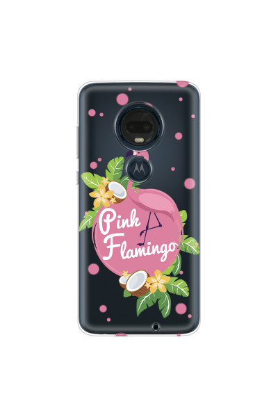 MOTOROLA by LENOVO - Moto G7 Plus - Soft Clear Case - Pink Flamingo