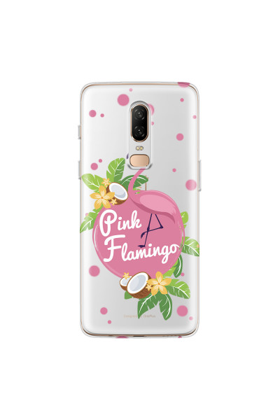 ONEPLUS - OnePlus 6 - Soft Clear Case - Pink Flamingo
