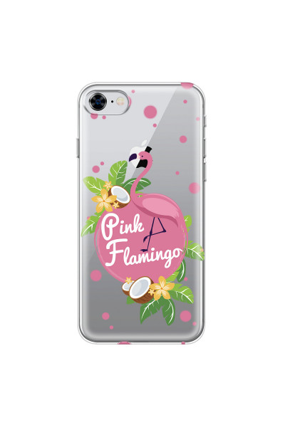 APPLE - iPhone 8 - Soft Clear Case - Pink Flamingo