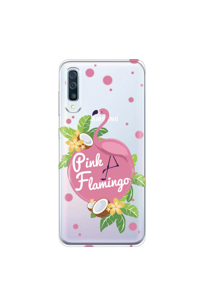 SAMSUNG - Galaxy A50 - Soft Clear Case - Pink Flamingo