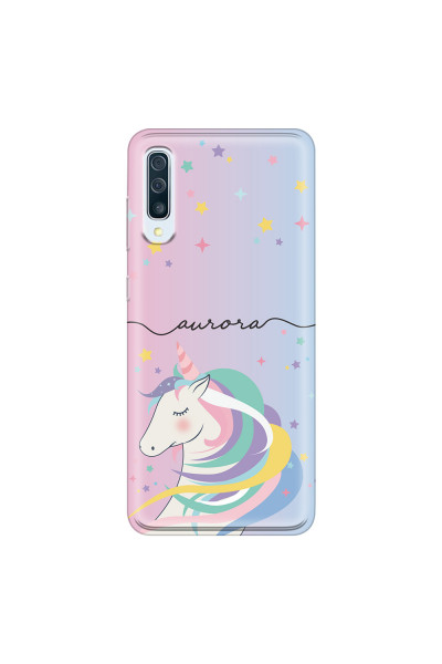 SAMSUNG - Galaxy A50 - Soft Clear Case - Pink Unicorn Handwritten