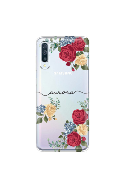 SAMSUNG - Galaxy A50 - Soft Clear Case - Red Floral Handwritten