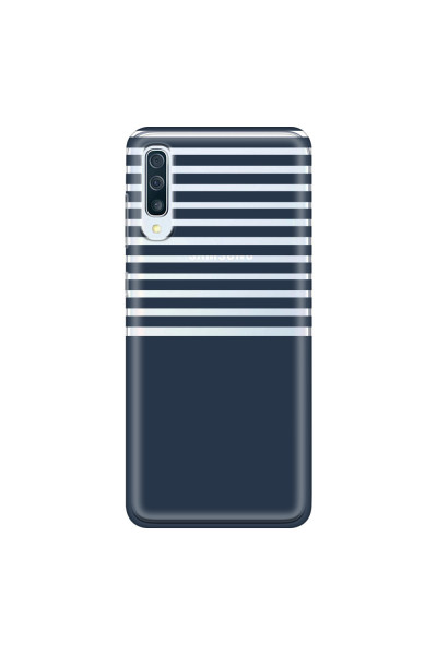 SAMSUNG - Galaxy A70 - Soft Clear Case - Life in Blue Stripes