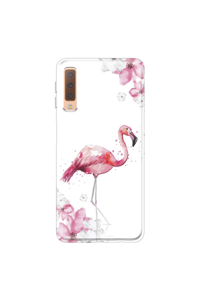 SAMSUNG - Galaxy A7 2018 - Soft Clear Case - Pink Tropes