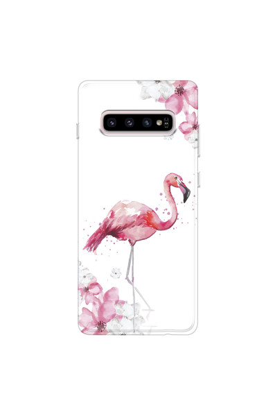 SAMSUNG - Galaxy S10 - Soft Clear Case - Pink Tropes