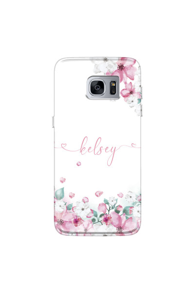 SAMSUNG - Galaxy S7 Edge - Soft Clear Case - Watercolor Flowers Handwritten