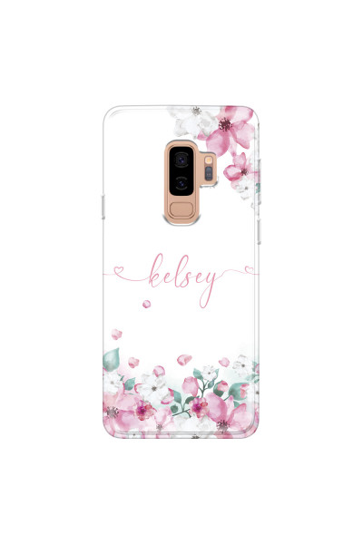 SAMSUNG - Galaxy S9 Plus - Soft Clear Case - Watercolor Flowers Handwritten