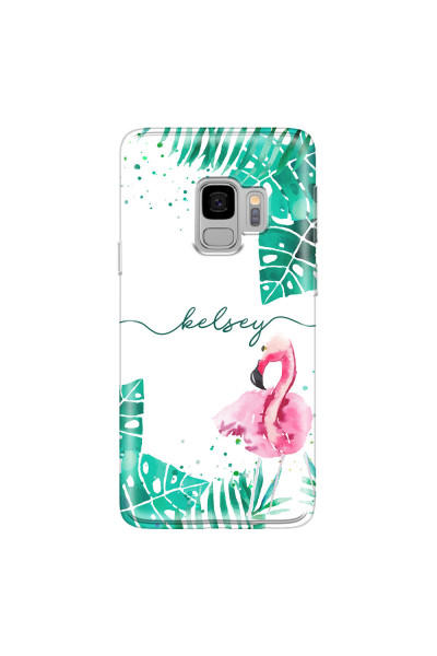 SAMSUNG - Galaxy S9 - Soft Clear Case - Flamingo Watercolor