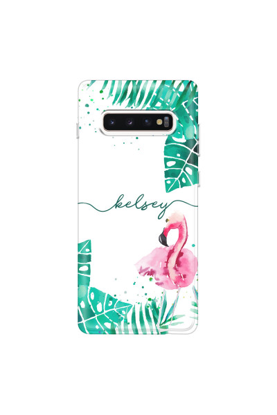 SAMSUNG - Galaxy S10 Plus - Soft Clear Case - Flamingo Watercolor
