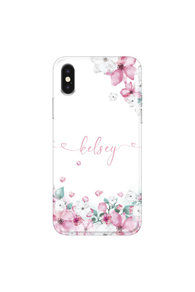 APPLE - iPhone XS Max - Soft Clear Case - Watercolor Flowers Handwritten