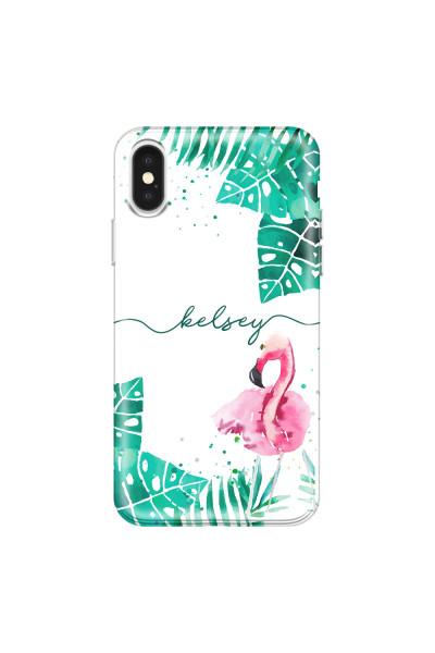 APPLE - iPhone X - Soft Clear Case - Flamingo Watercolor
