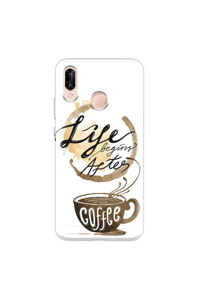 HUAWEI - P20 Lite - Soft Clear Case - Life begins after coffee