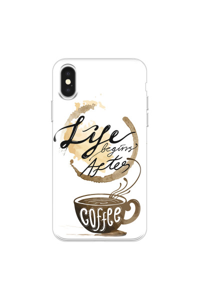 APPLE - iPhone X - Soft Clear Case - Life begins after coffee