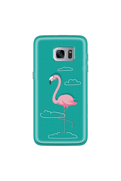SAMSUNG - Galaxy S7 Edge - Soft Clear Case - Cartoon Flamingo