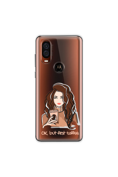 MOTOROLA by LENOVO - Moto One Vision - Soft Clear Case - But First Coffee Light