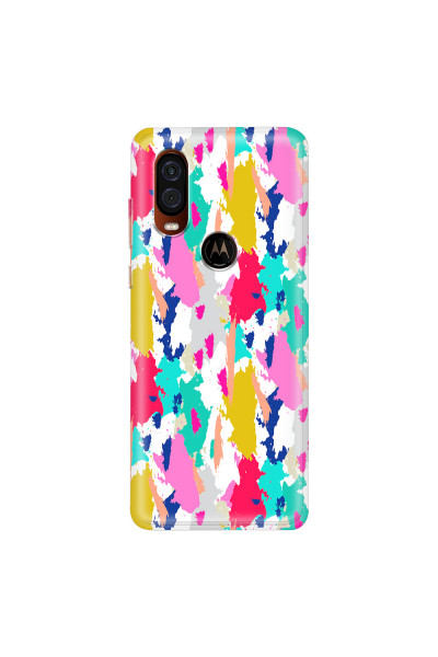 MOTOROLA by LENOVO - Moto One Vision - Soft Clear Case - Paint Strokes