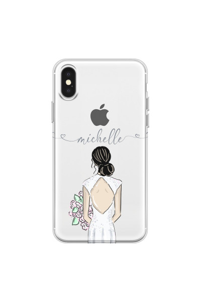 APPLE - iPhone X - Soft Clear Case - Bride To Be Blackhair II. Dark