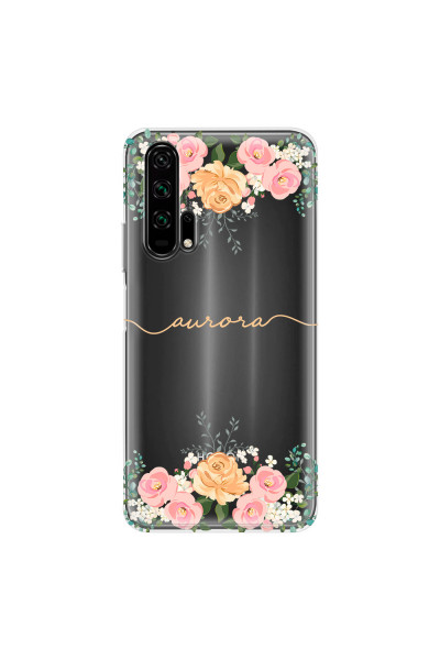 HONOR - Honor 20 Pro - Soft Clear Case - Gold Floral Handwritten