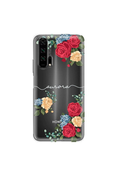 HONOR - Honor 20 Pro - Soft Clear Case - Light Red Floral Handwritten