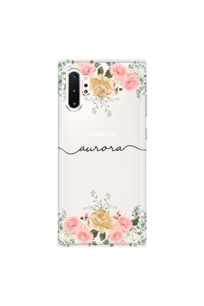 SAMSUNG - Galaxy Note 10 Plus - Soft Clear Case - Dark Gold Floral Handwritten