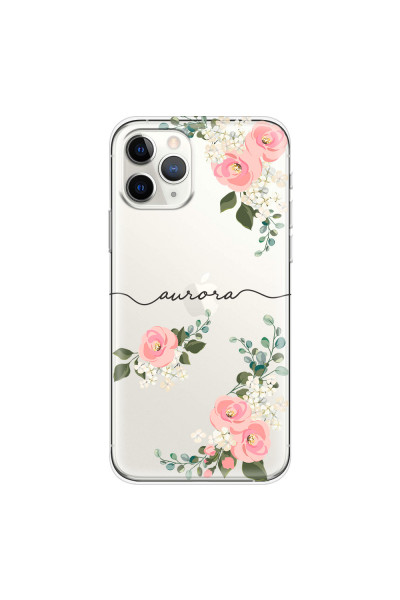 APPLE - iPhone 11 Pro - Soft Clear Case - Pink Floral Handwritten