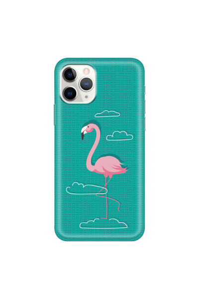 APPLE - iPhone 11 Pro Max - Soft Clear Case - Cartoon Flamingo