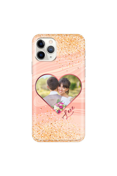 APPLE - iPhone 11 Pro Max - Soft Clear Case - Glitter Love Heart Photo