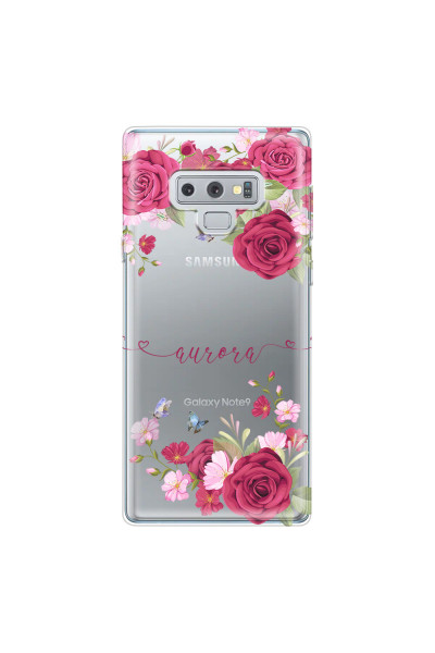 SAMSUNG - Galaxy Note 9 - Soft Clear Case - Rose Garden with Monogram