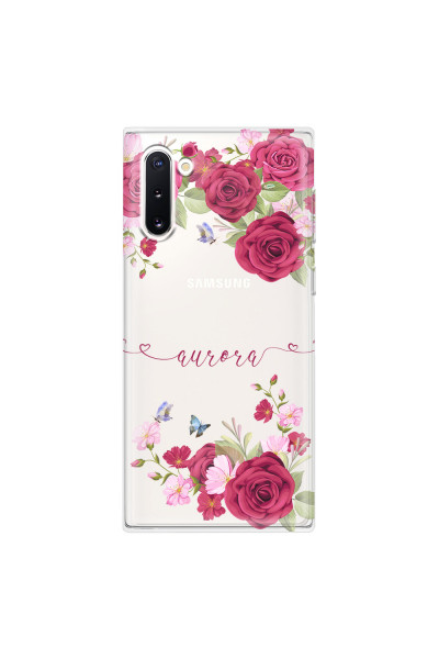 SAMSUNG - Galaxy Note 10 - Soft Clear Case - Rose Garden with Monogram