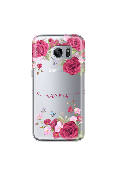 SAMSUNG - Galaxy S7 Edge - Soft Clear Case - Rose Garden with Monogram