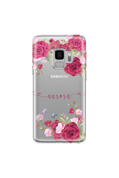 SAMSUNG - Galaxy S9 - Soft Clear Case - Rose Garden with Monogram