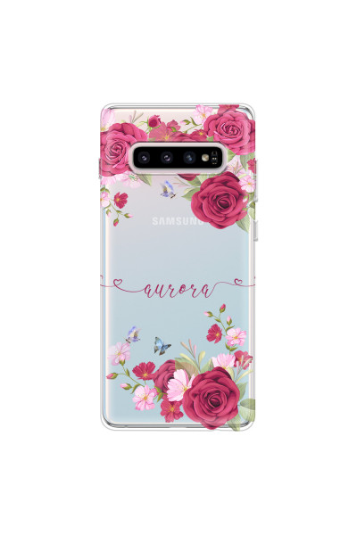SAMSUNG - Galaxy S10 - Soft Clear Case - Rose Garden with Monogram