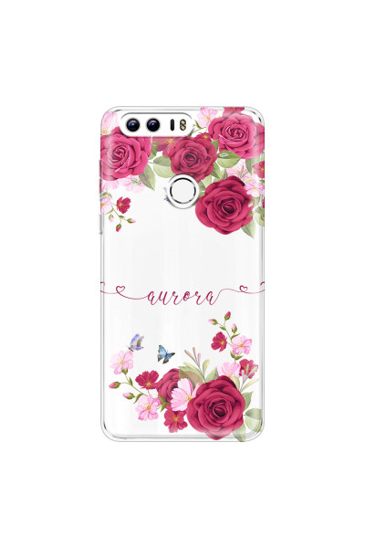 HONOR - Honor 8 - Soft Clear Case - Rose Garden with Monogram