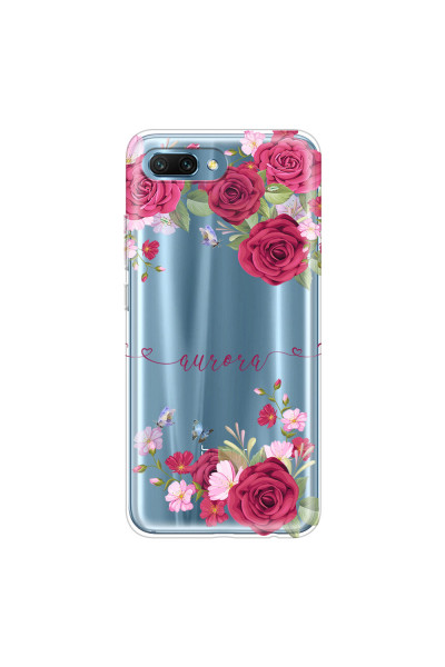 HONOR - Honor 10 - Soft Clear Case - Rose Garden with Monogram