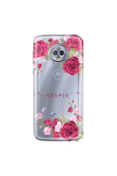 MOTOROLA by LENOVO - Moto G6 Plus - Soft Clear Case - Rose Garden with Monogram